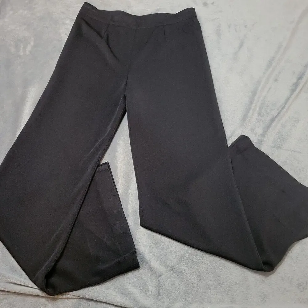 Misook Pants Womens Small Solid Black Pull On Slinky Comfort‎ Stretch Slit Ankle